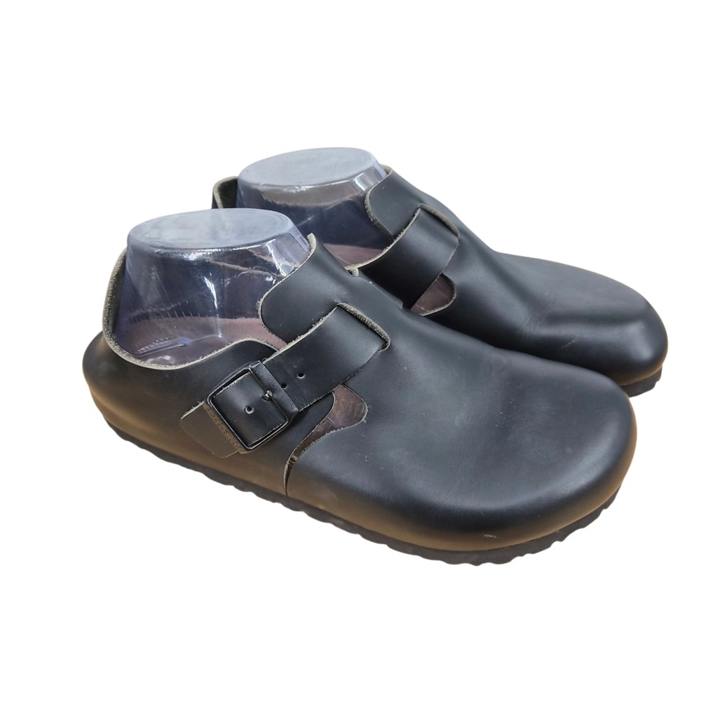 Birkenstock London Black Oiled Leather Clogs Shoes Womens 39 L8 M6 Regular Wide